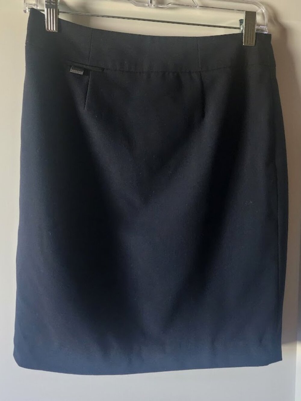 Calvin Klein Skirt Womens Black Twill Pencil Knee Length Lined